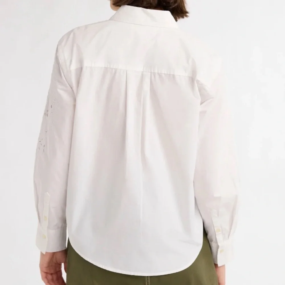 Free Assembly Women’s Button Front Cotton Embroidered Shirt with Long Sleeves - Picture 5 of 5